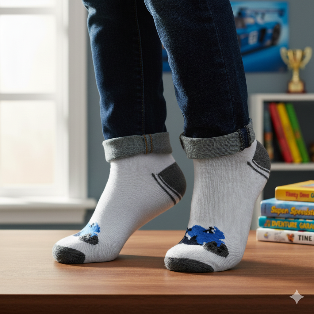 Bike Print Boys Ankle Socks