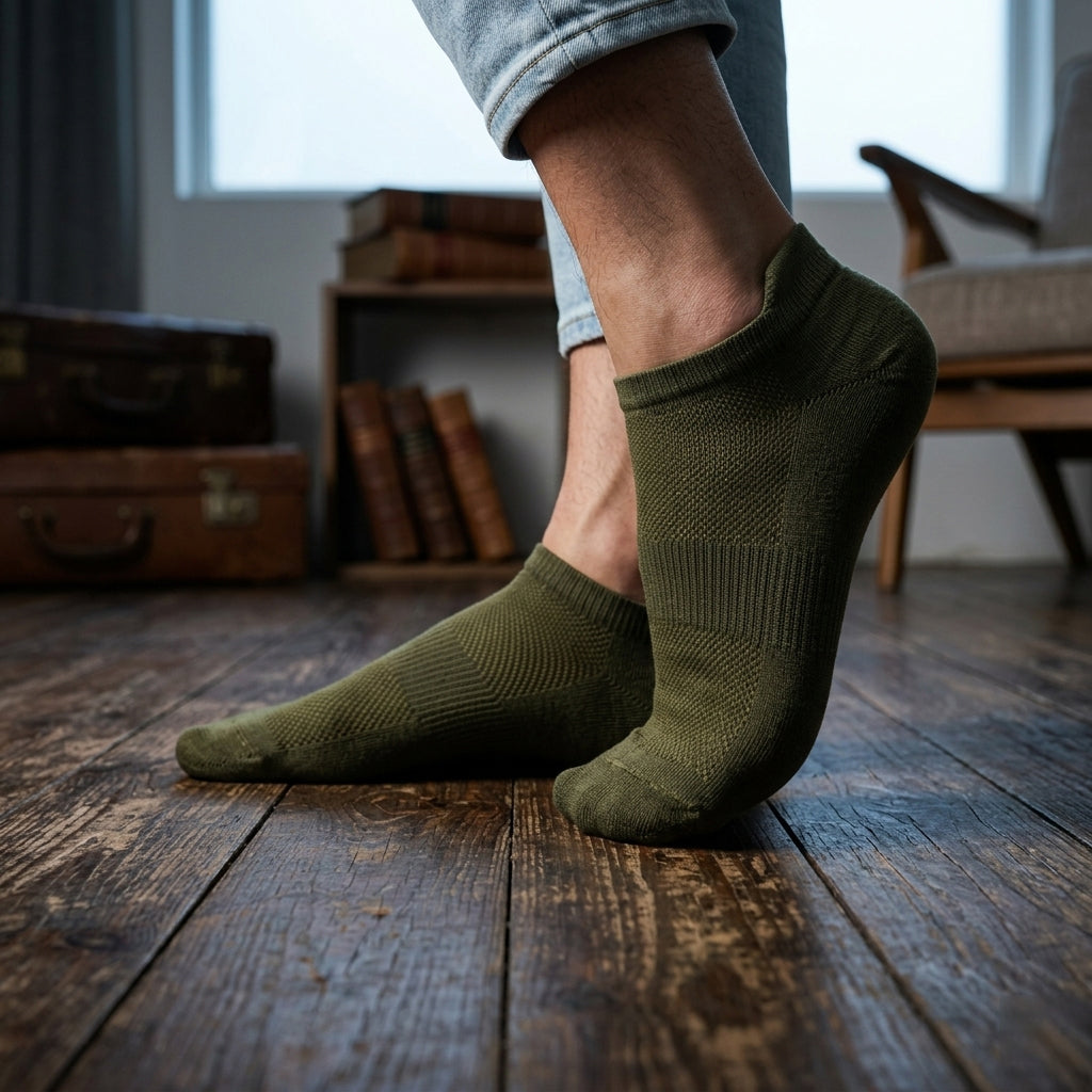Premium Men Olive Green Ankle Socks