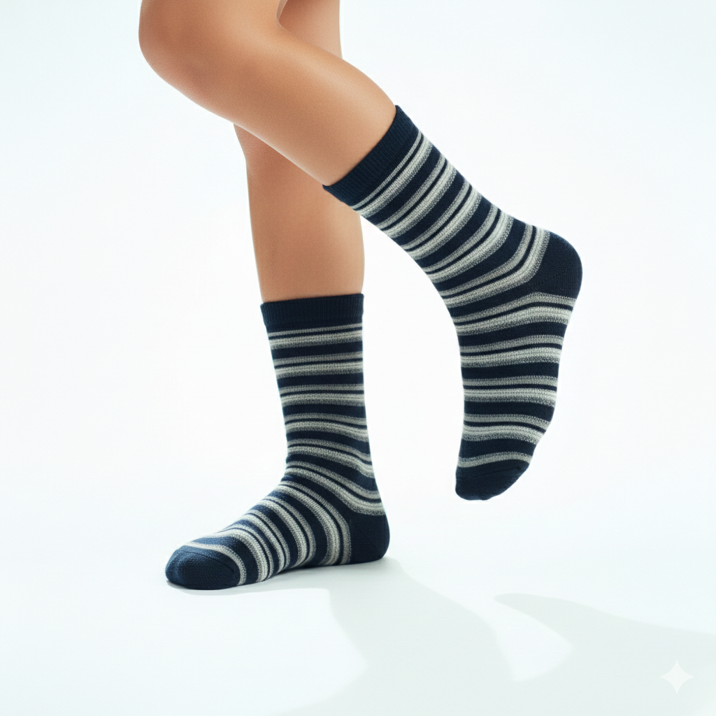 Boys' Cotton Blend Striped Crew Socks