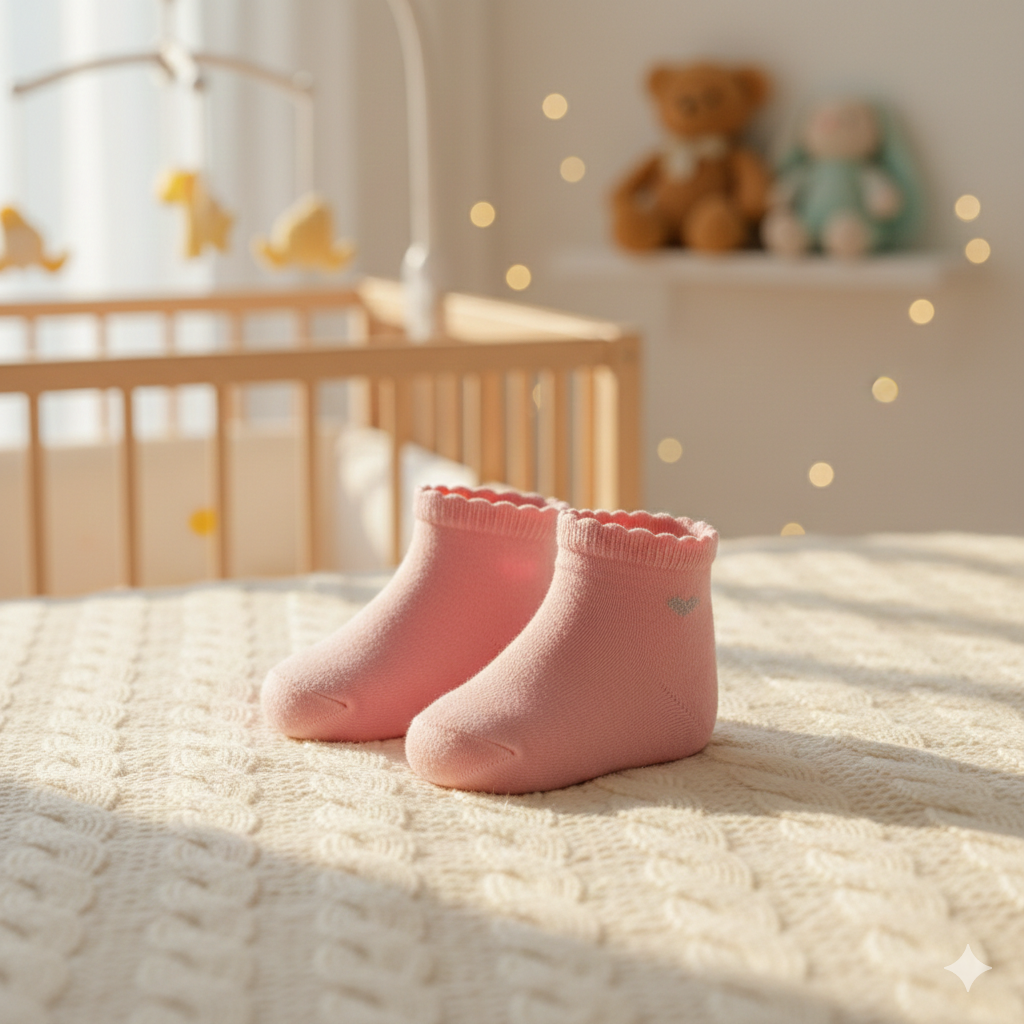 Baby Girl Socks with Silver Lurex Heart