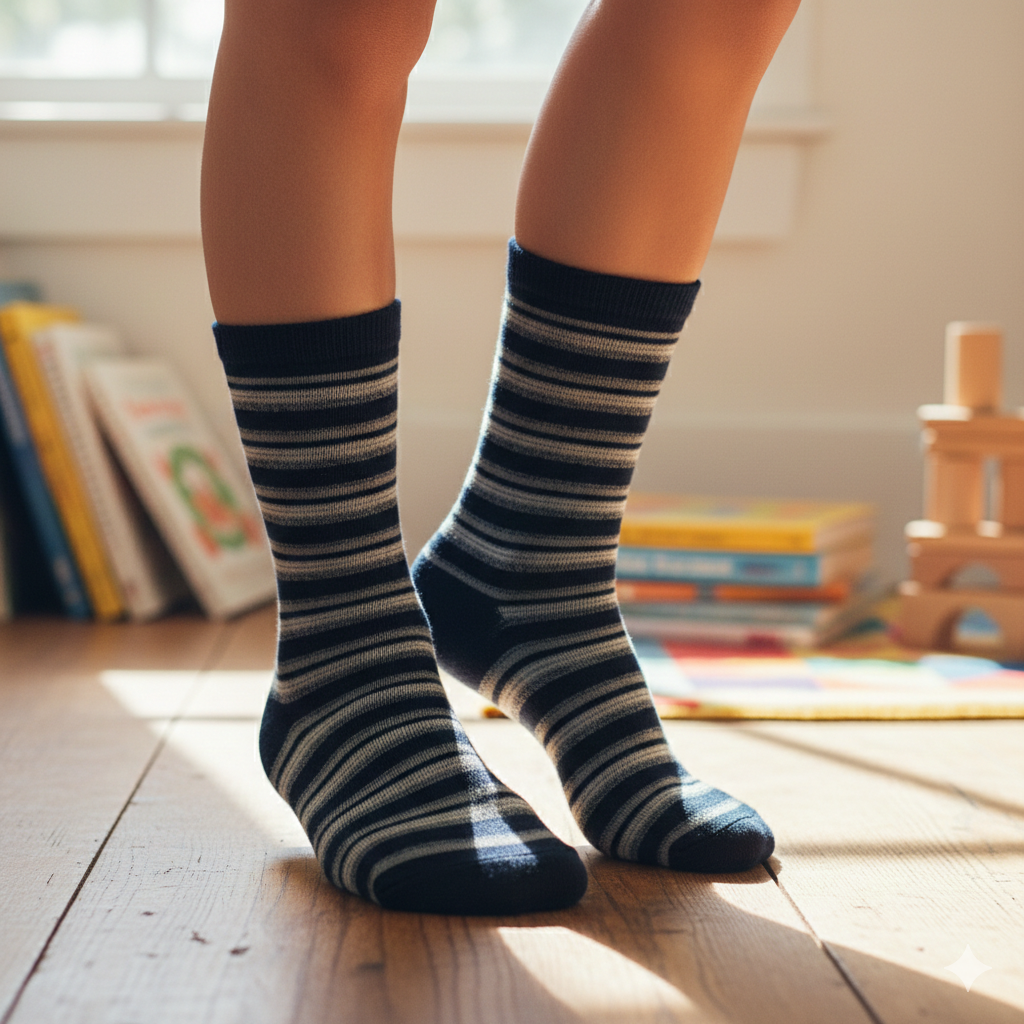 Boys' Cotton Blend Striped Crew Socks