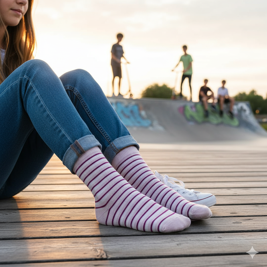 Pack of 2 - Heart & Stripe Girls' Ankle Socks