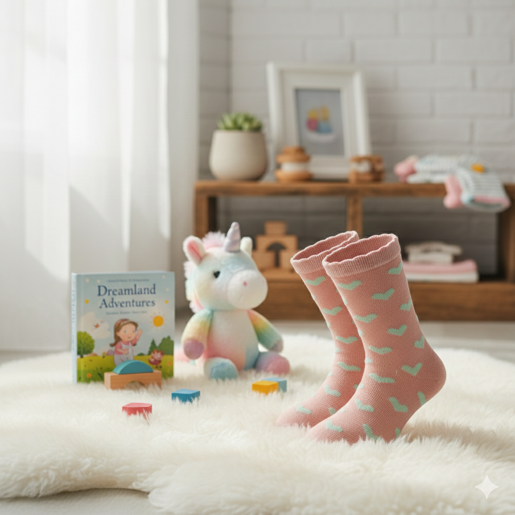 Adorable Girls Heart-Print Crew Socks