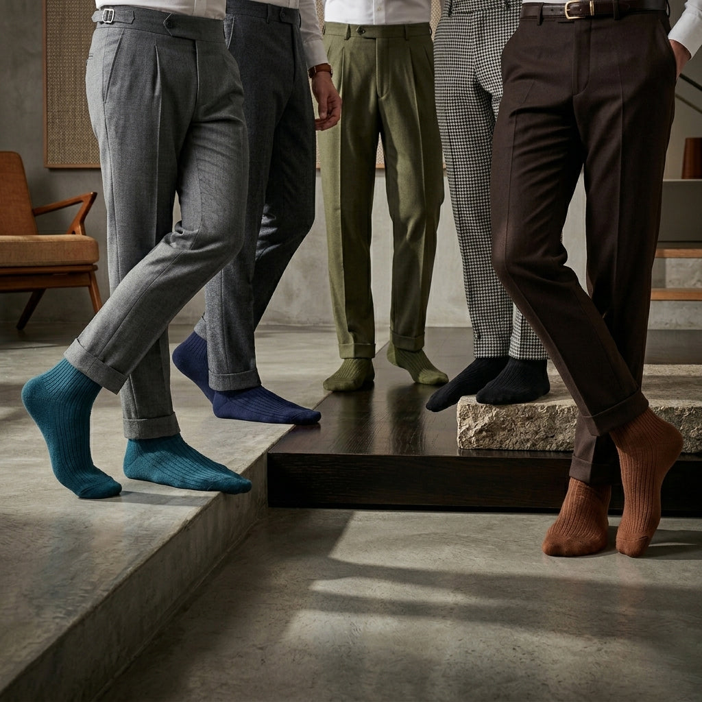 Men Classic Ribbed Crew Socks
