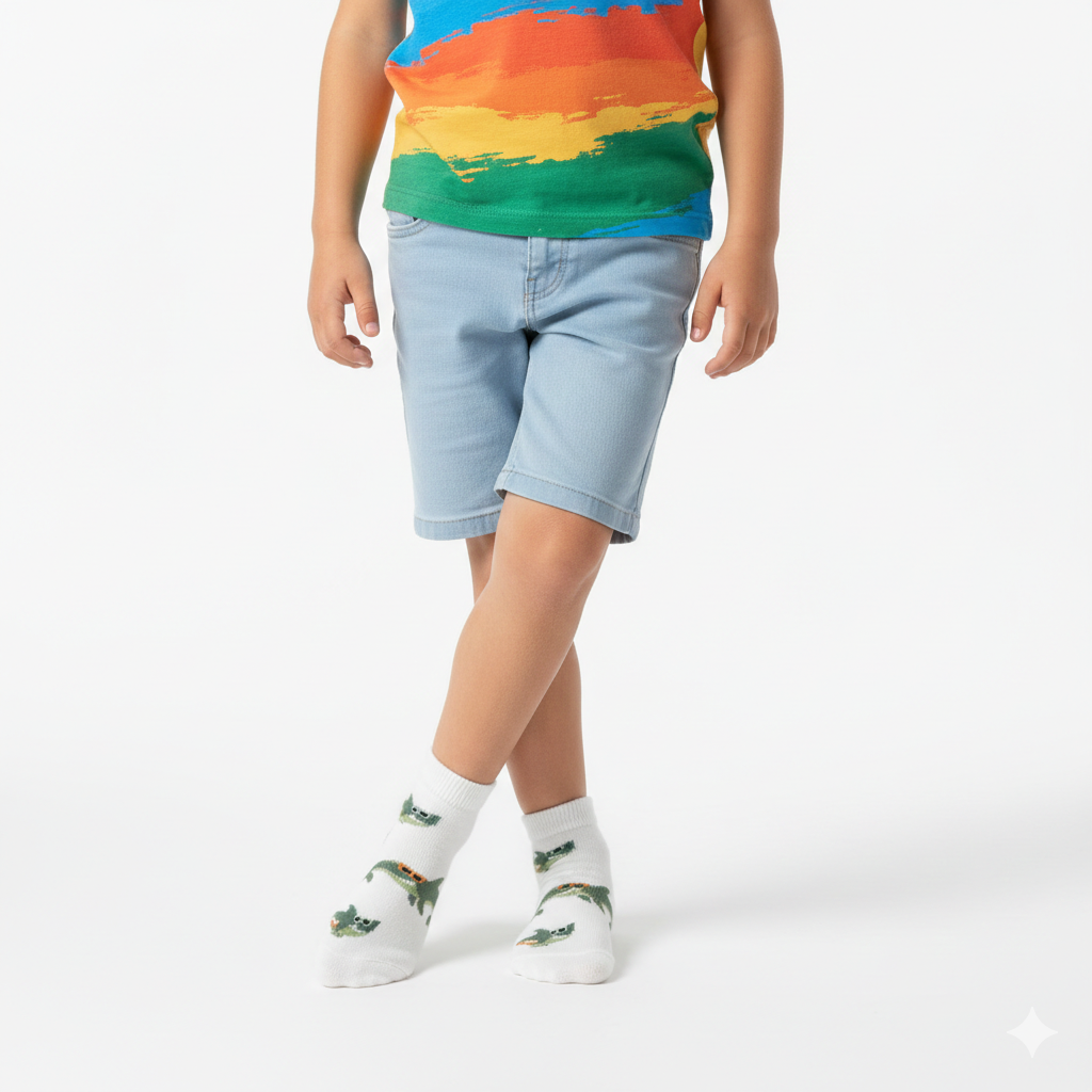 Boys Shark Print Cotton Ankle Socks