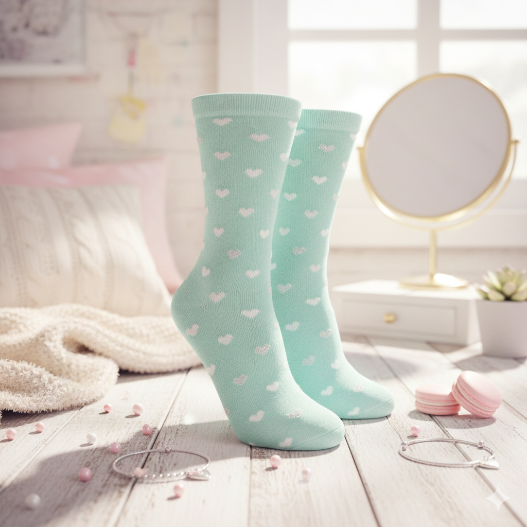 Girl heart Glitter Crew Socks