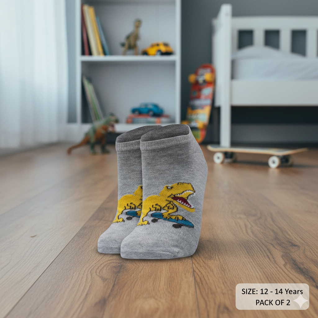 Cool Dino Skater Ankle Socks for Boys
