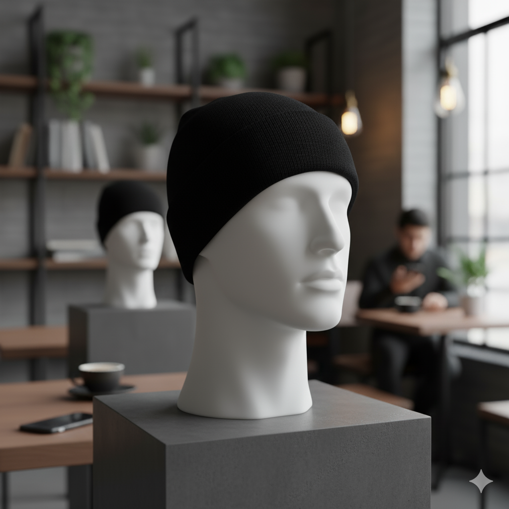 Classic Black Cuffed Beanie Cap for Men (RG)