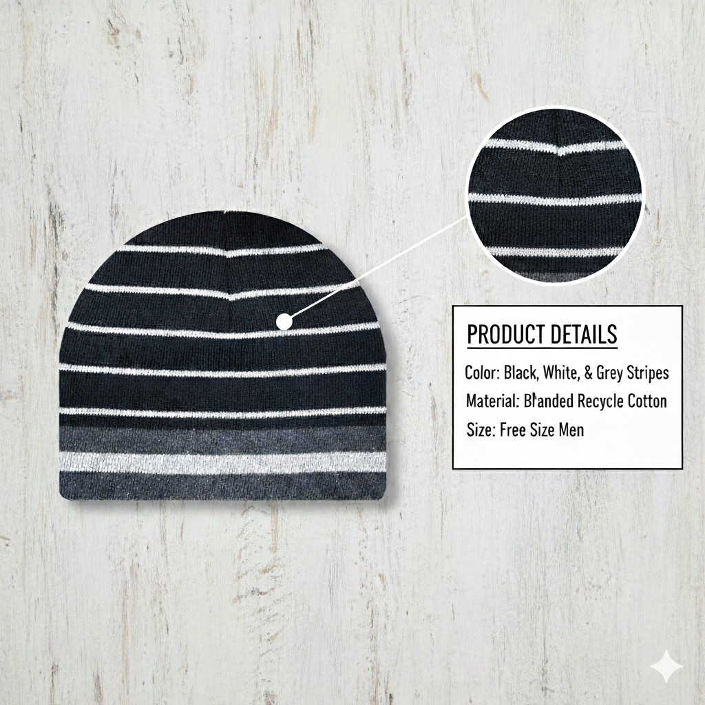 Men Classic Striped Knit Winter Beanie (RG)