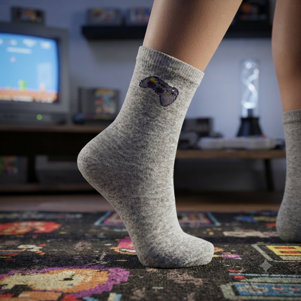 Boys' Gaming Controller Crew Grey Socks