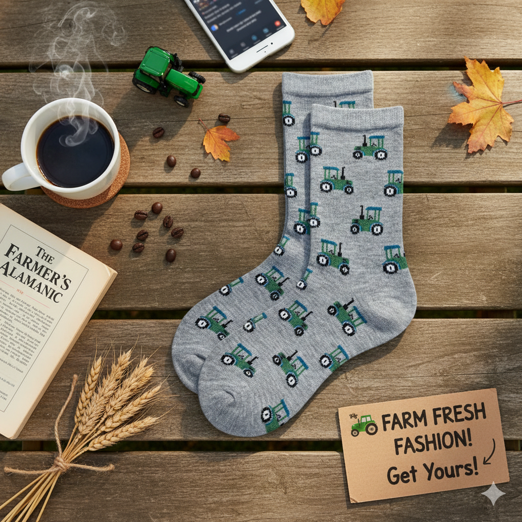 Boys Tractor Print Socks