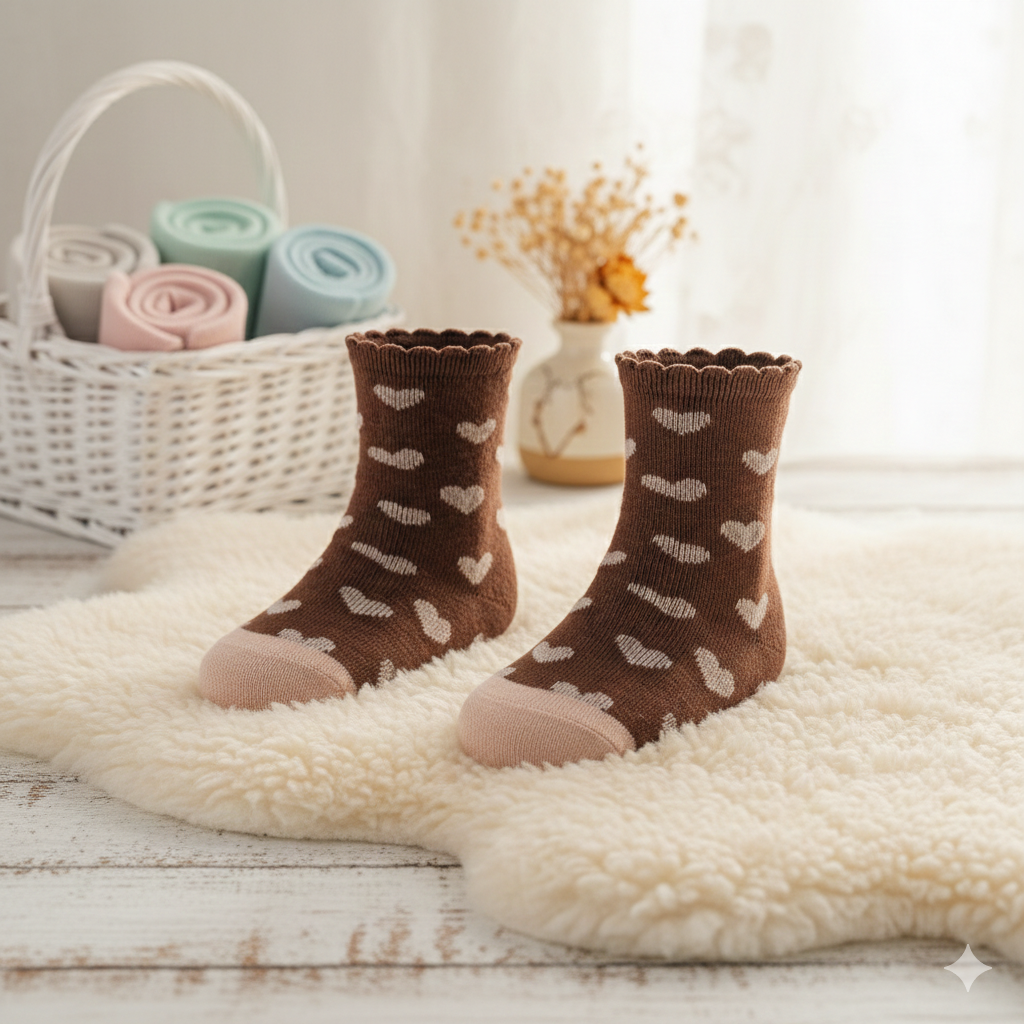 Girls' Heart Print Ruffle Ankle Socks