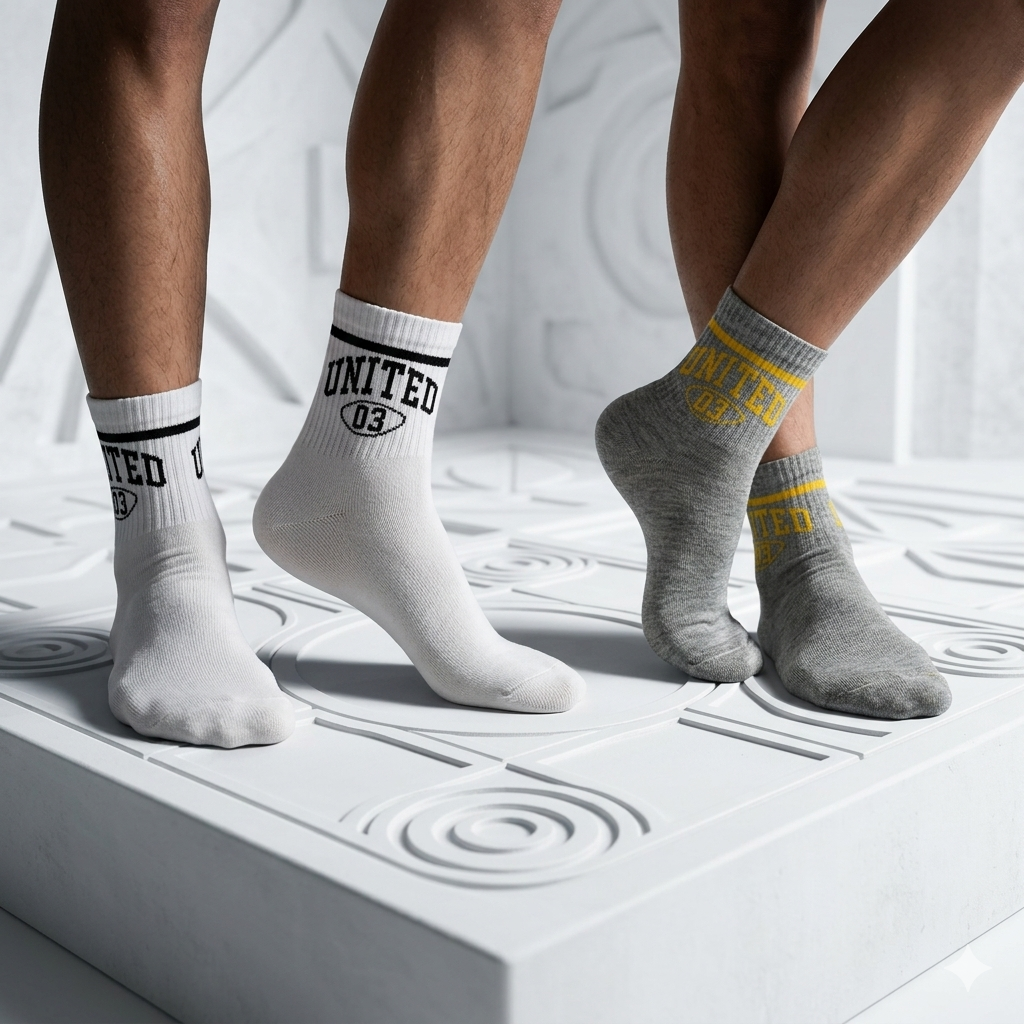 Retro Collegiate "UNITED 03" Mid-Crew Socks