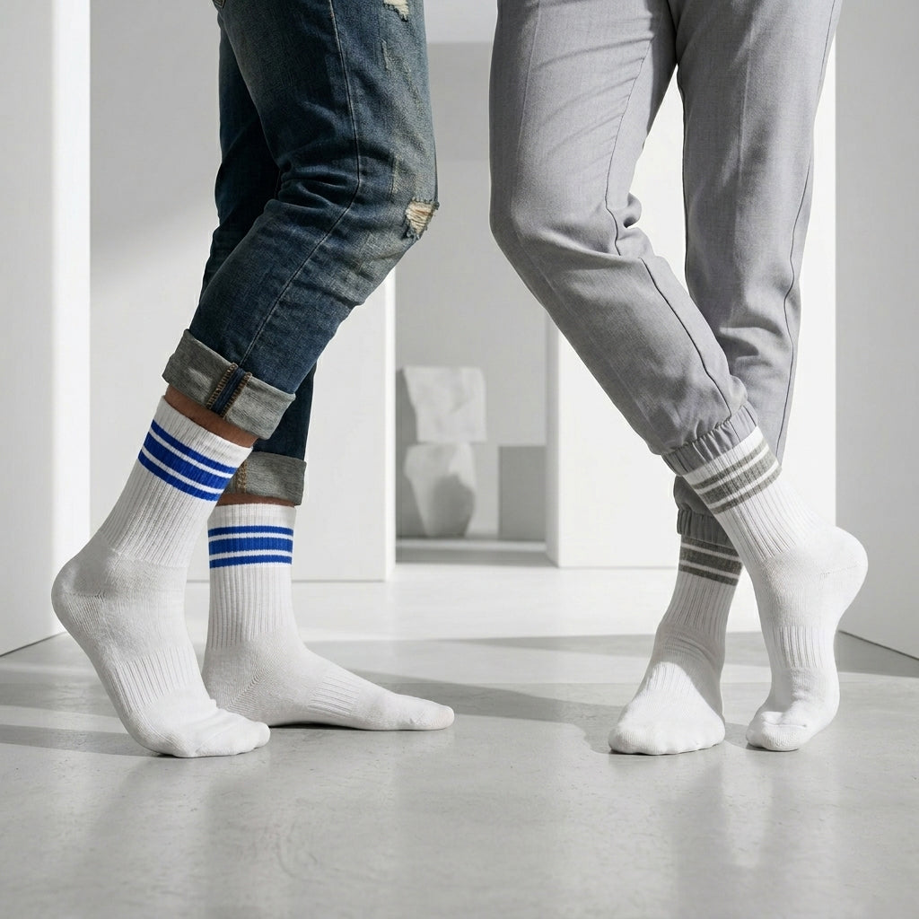 Retro Striped Crew Terry Socks