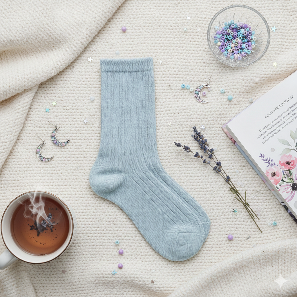 Girl Shimmer Ribbed Crew Socks - Mint colour