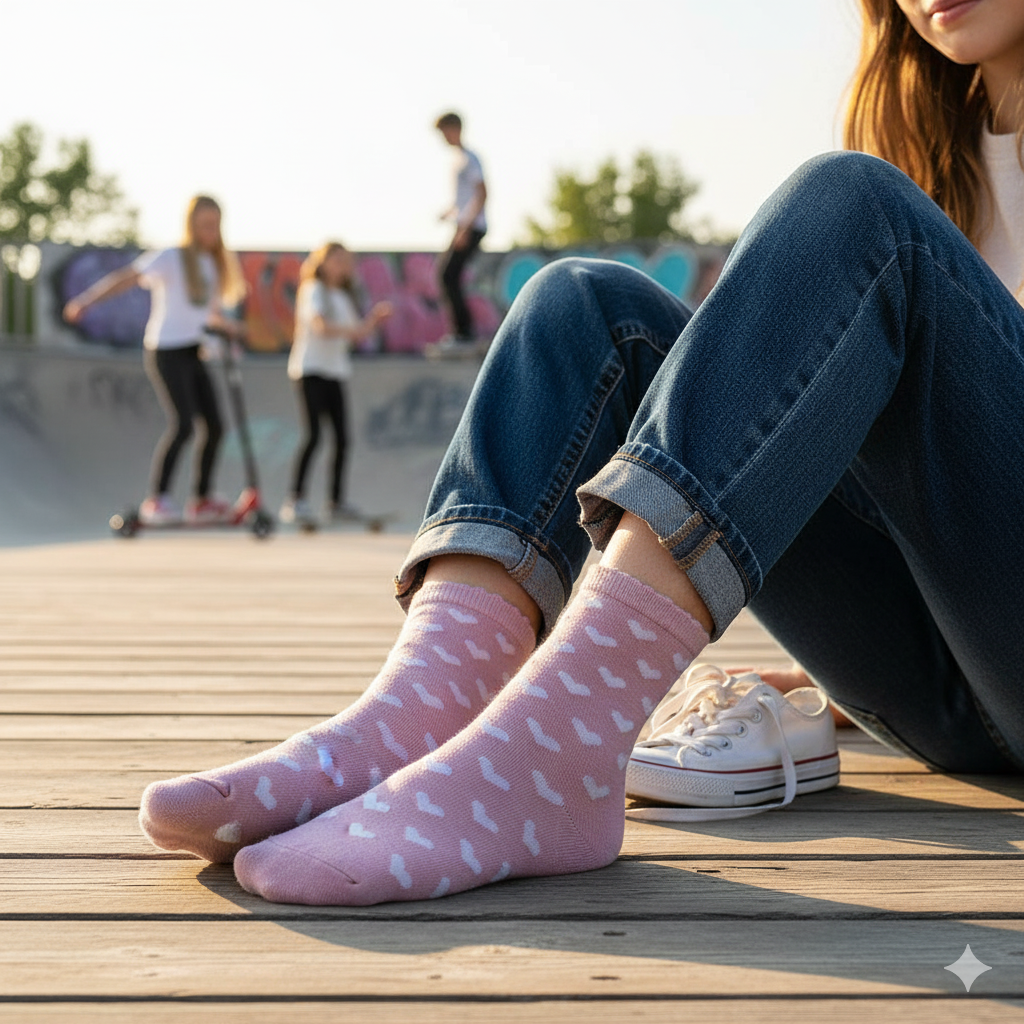 Pack of 2 - Heart & Stripe Girls' Ankle Socks