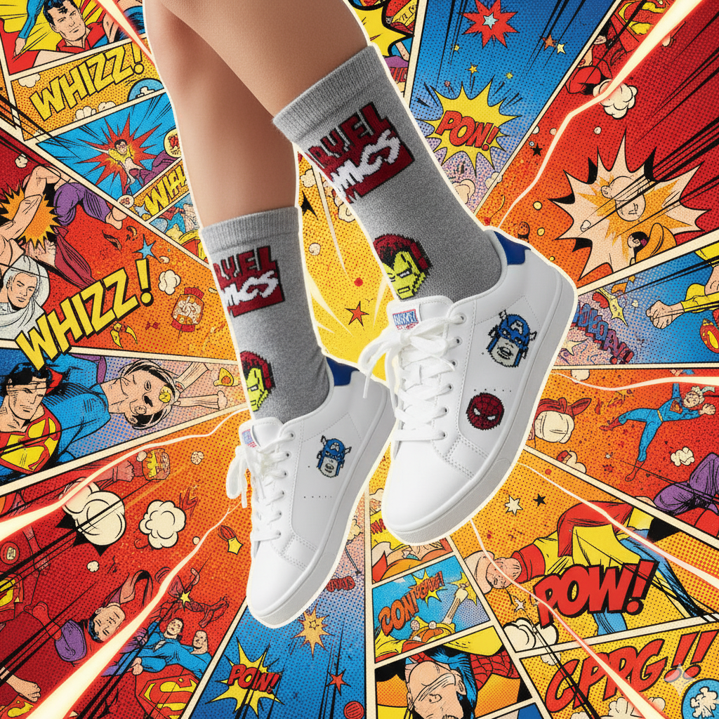 Marvel Comics Print Boys Short Crew Socks