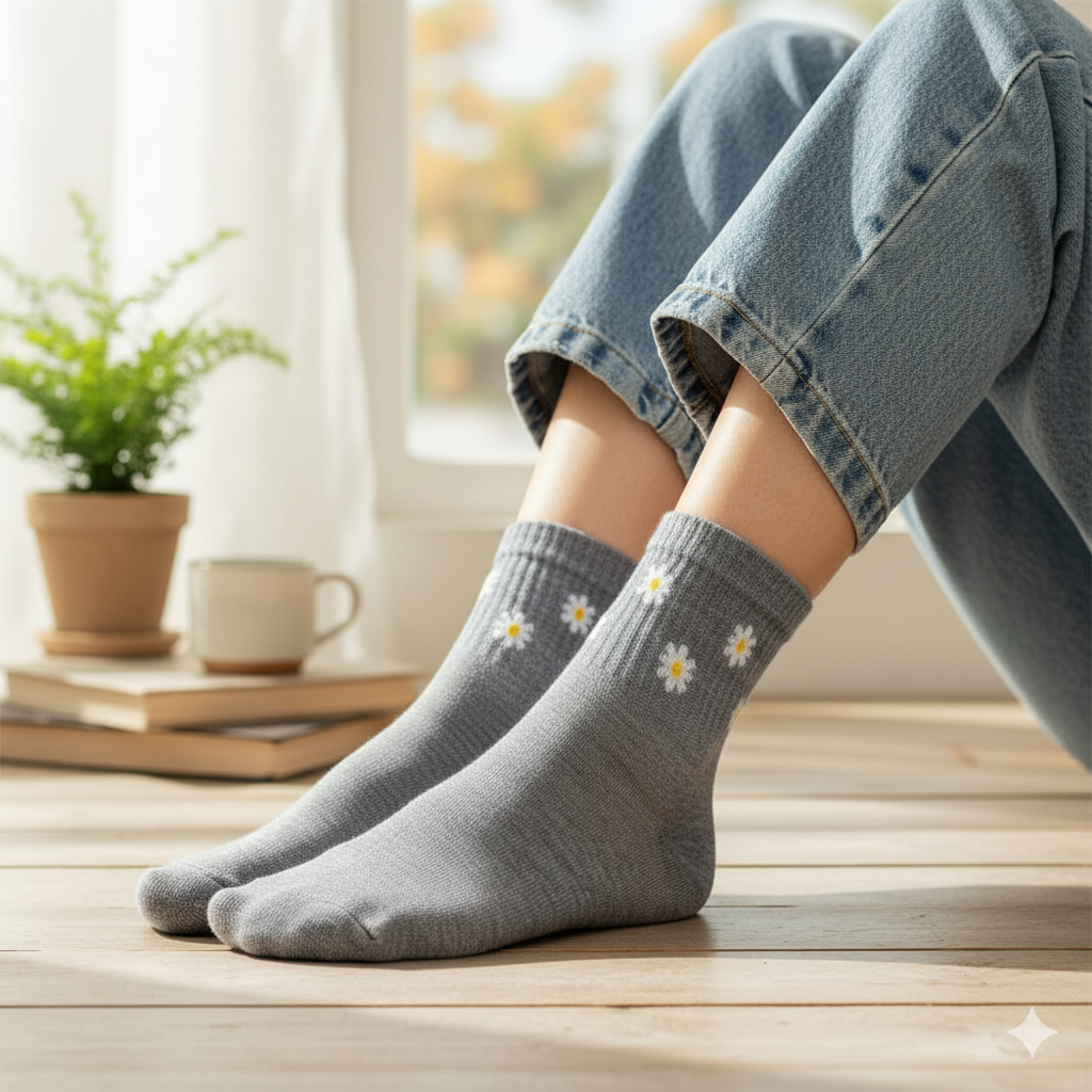 Cozy Core Embroidered Ankle Socks for Women
