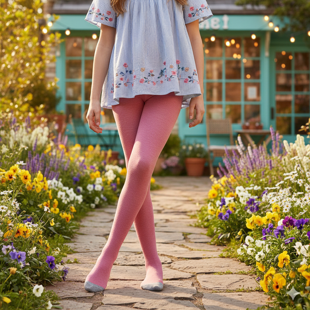 Girls Solid Pink Tights (OT)