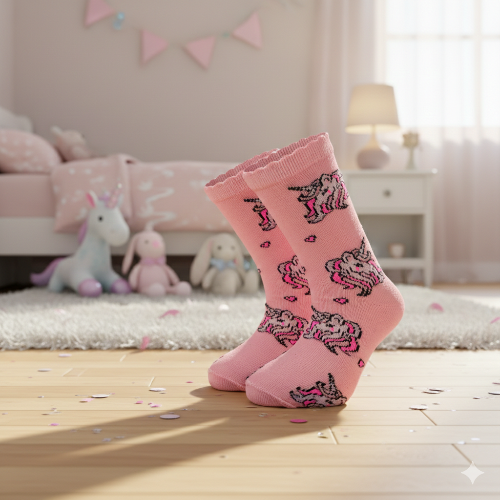 Unicorn Girls' Cotton Pink Ankle Socks