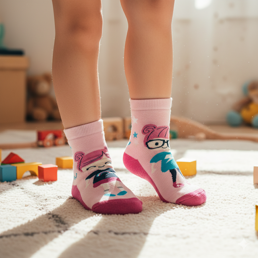 Girl Anti-Slip Doll Crew Socks
