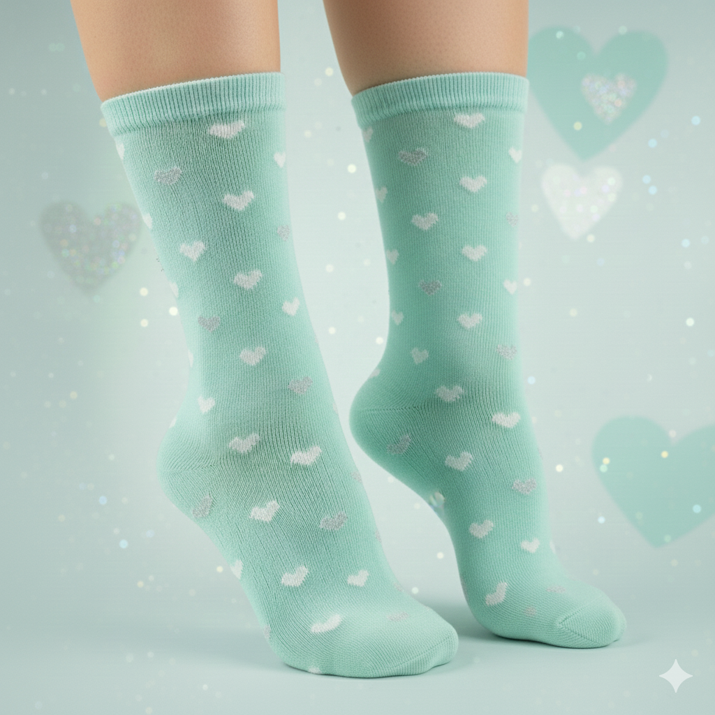 Girl heart Glitter Crew Socks