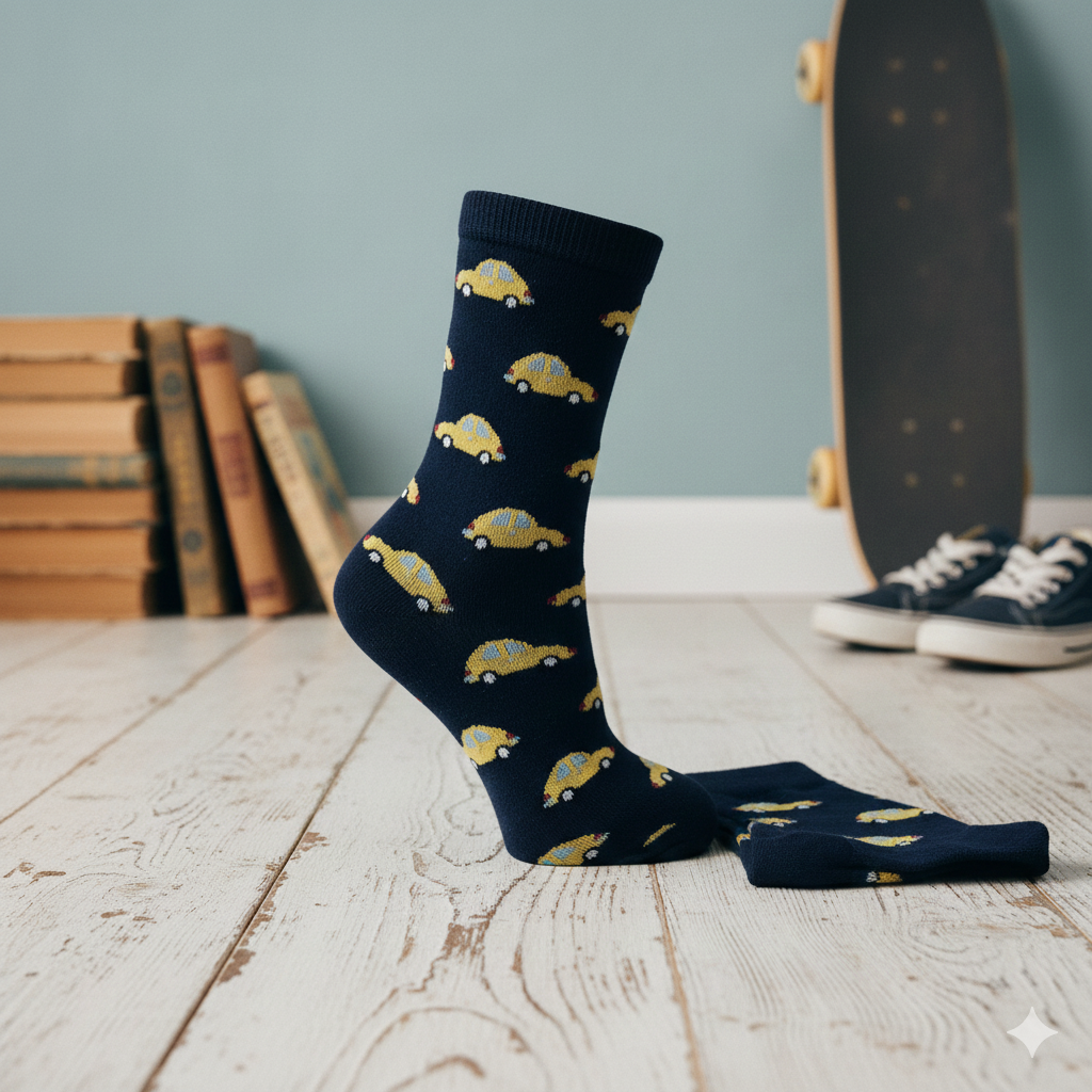 Car Print Boy's Crew Socks