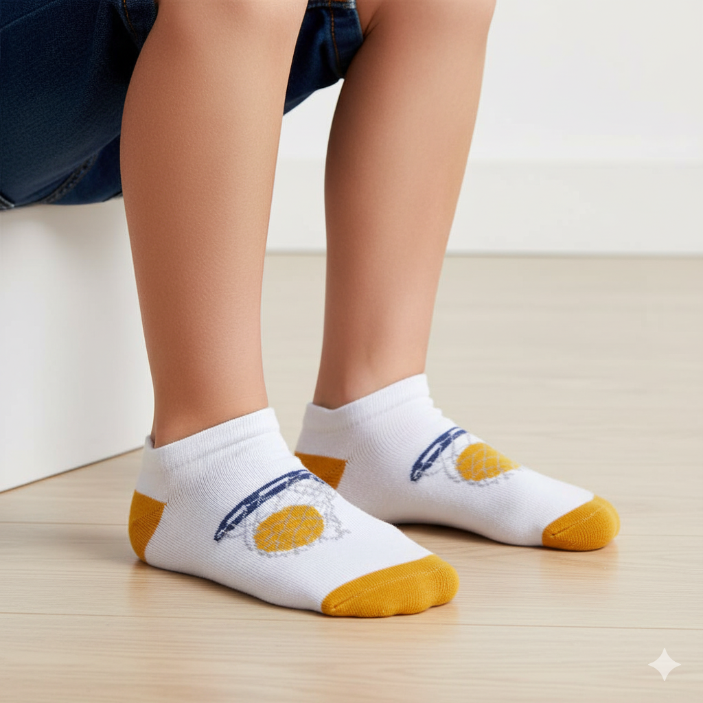 Basketball Hoop & Ball Design Boy's Ankle Socks