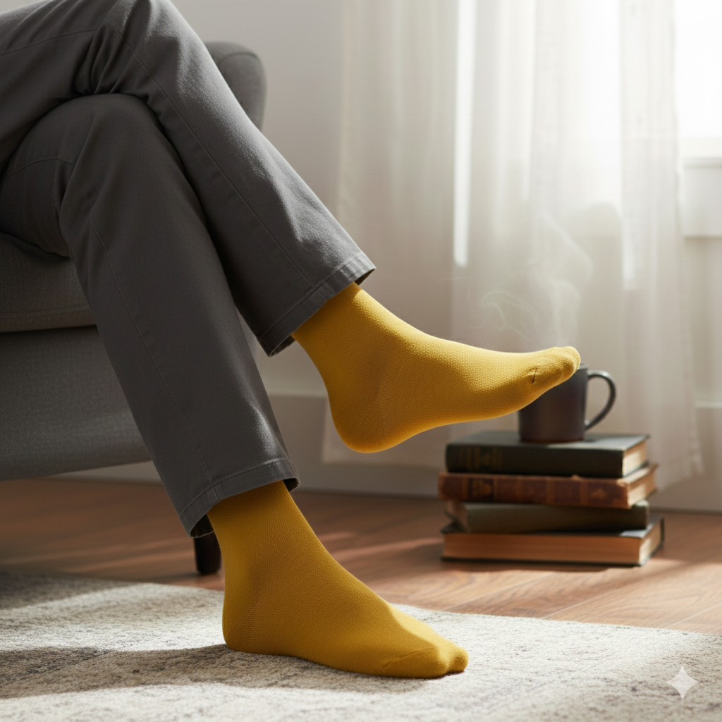 Mustard & Royal Blue Crew Socks for Men