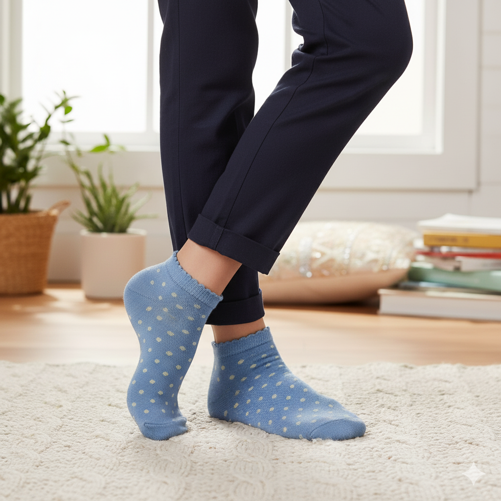 Chic Scalloped Dot Ankle Socks for Girls