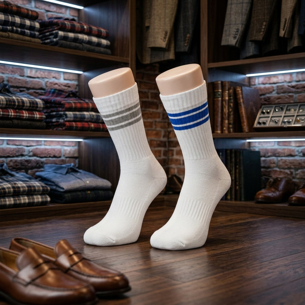 Retro Striped Crew Terry Socks