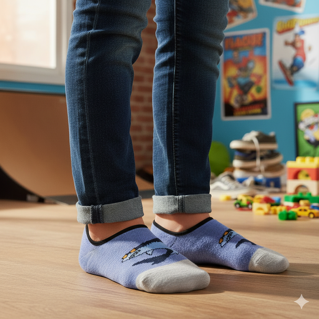 Shark Print Boys Ultra-Comfort No-Show Socks