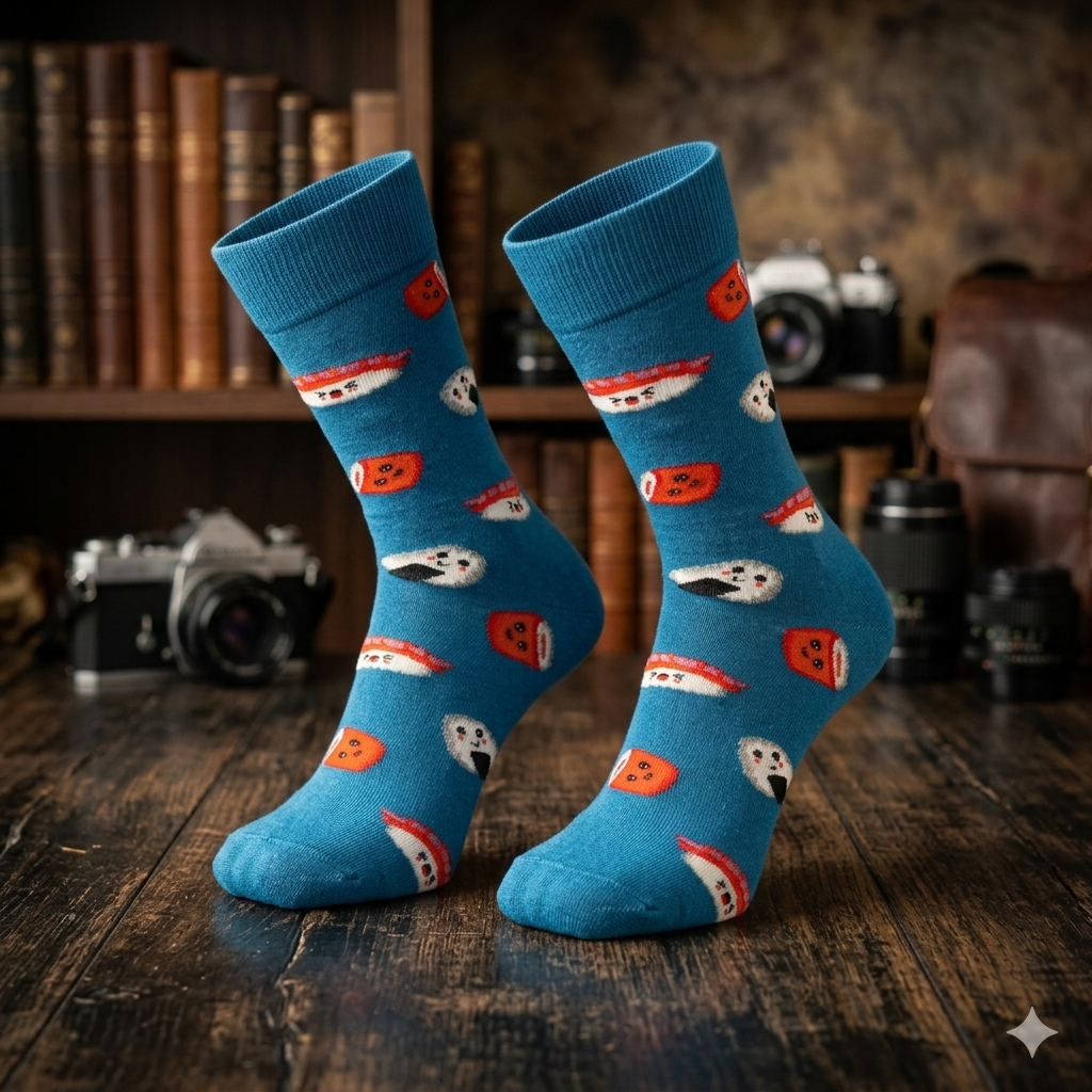 Premium Sushi Patterned Crew Socks