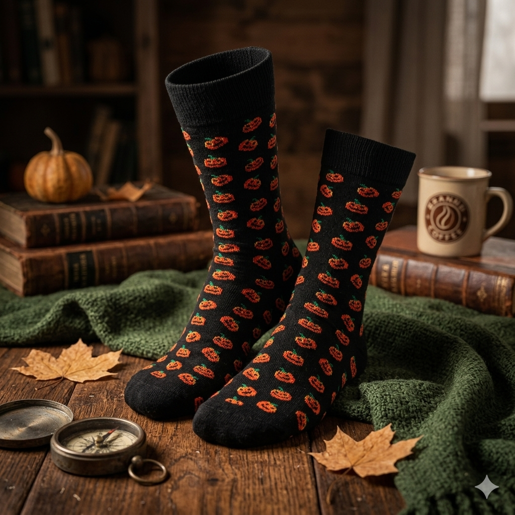 Spooky Pumpkin Pattern Crew Socks