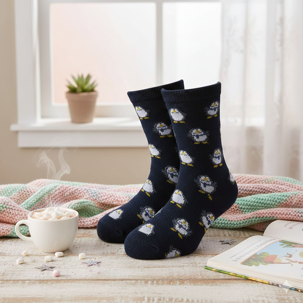 Penguin Print Crew Socks For unisex