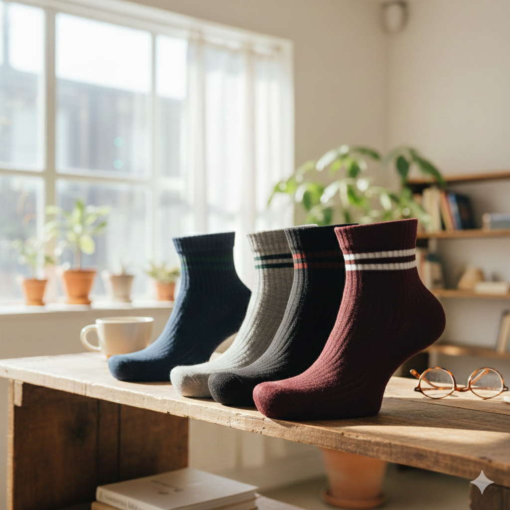 Pack Of 4-Unisex Retro Crew Socks