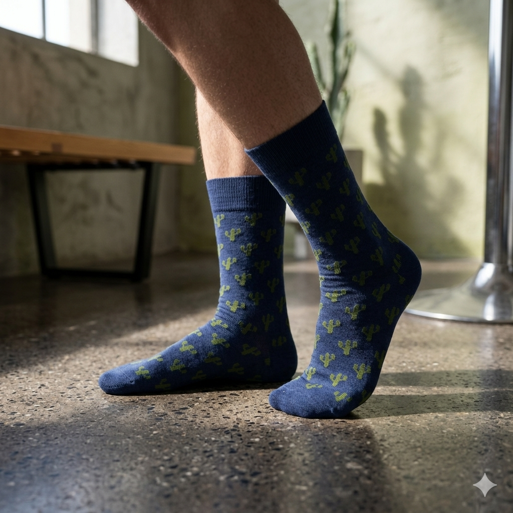 Cactus Print Crew Socks
