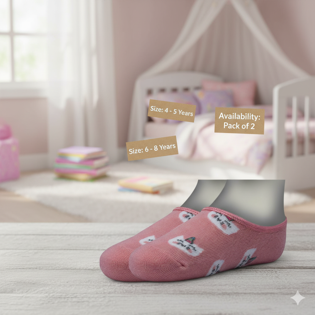 Girl's Unicorn Cat Design No-Show Socks