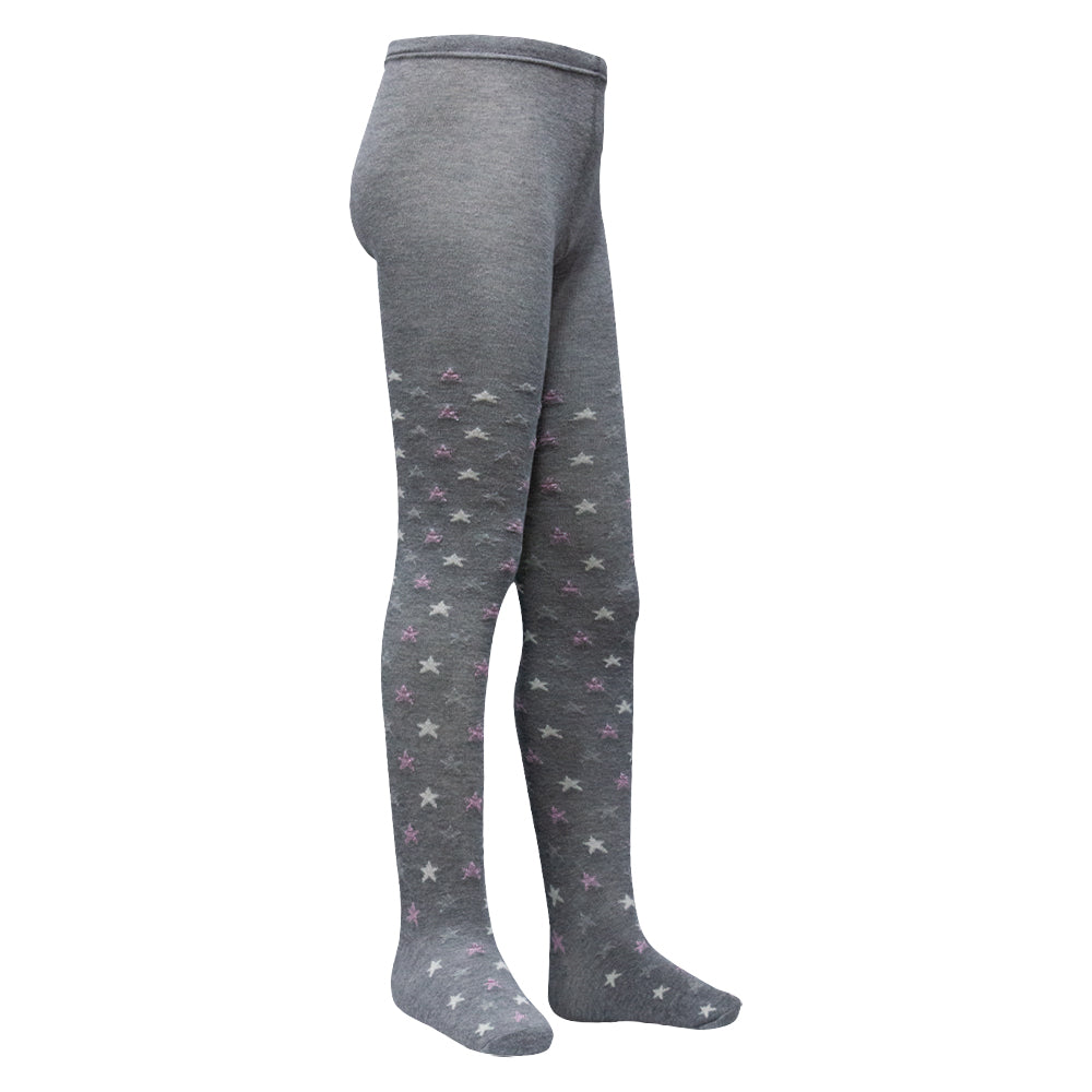 Girls Navy & Grey Star Print Tights (CJ)