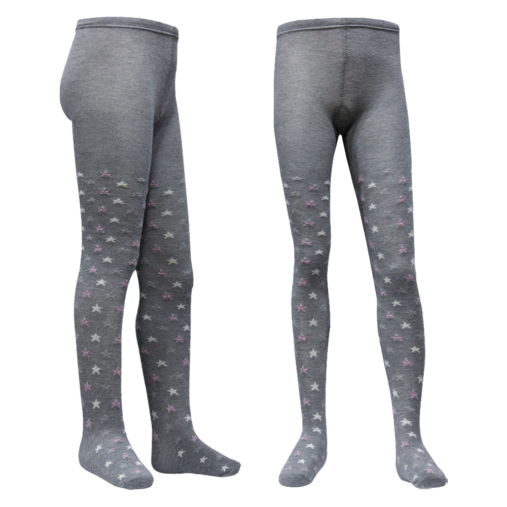 Girls Navy & Grey Star Print Tights (CJ)