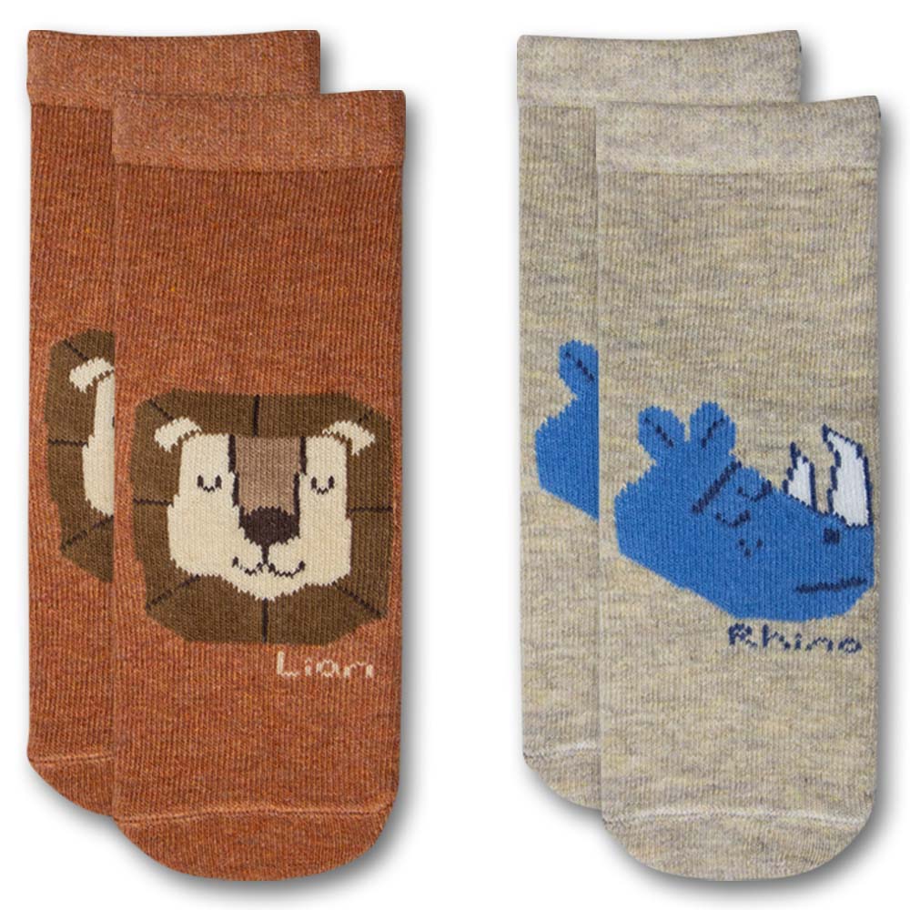 Trendy Boys Lion & Rhino Crew Socks