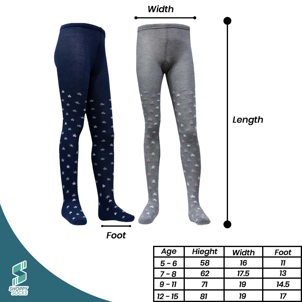 Girls Navy & Grey Star Print Tights (CJ)