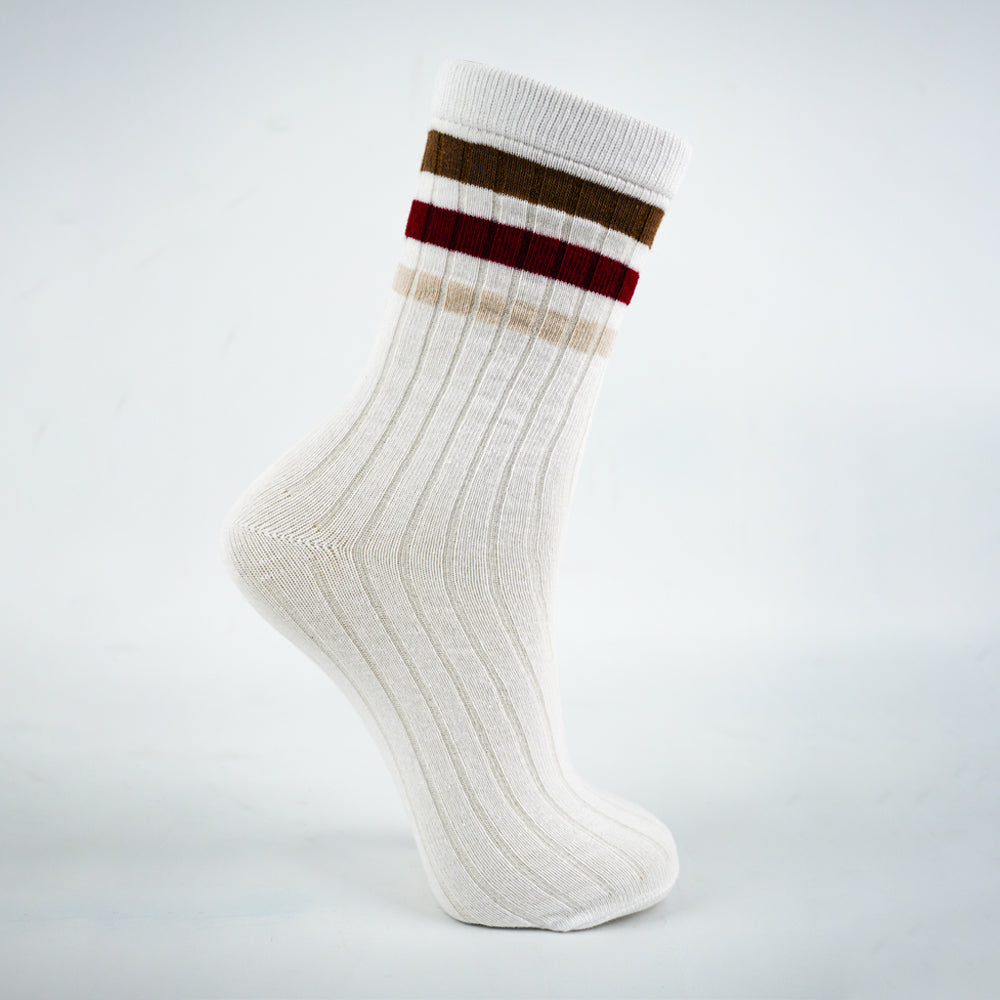 Boys Retro-Stripe Ribbed Crew Socks
