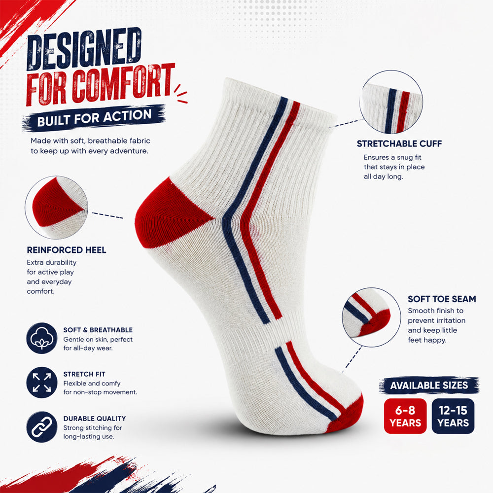 Boys Athletic Striped Crew Socks