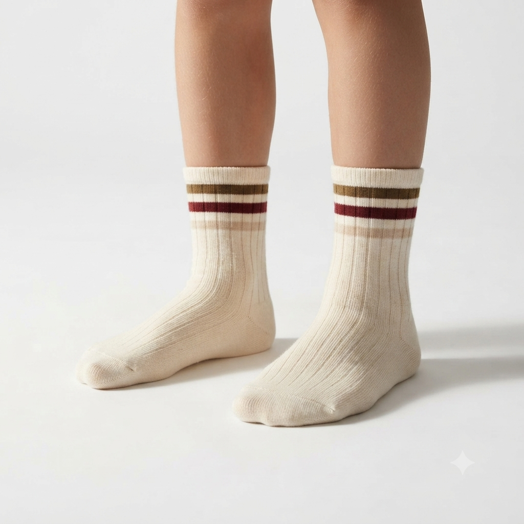 Boys Retro-Stripe Ribbed Crew Socks