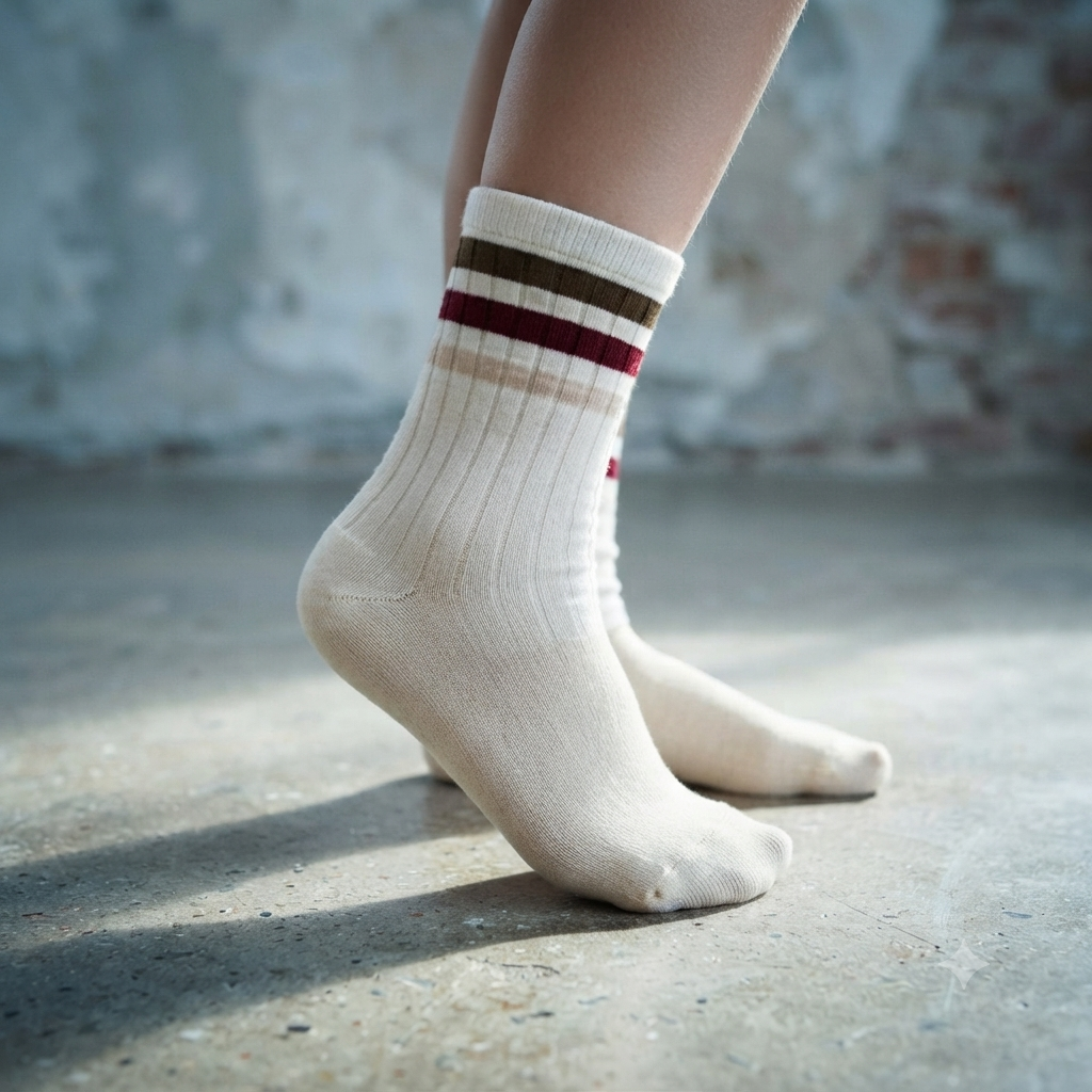 Boys Retro-Stripe Ribbed Crew Socks