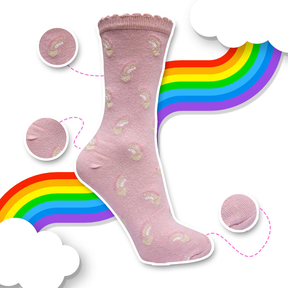 Girls Rainbow Print Crew Socks