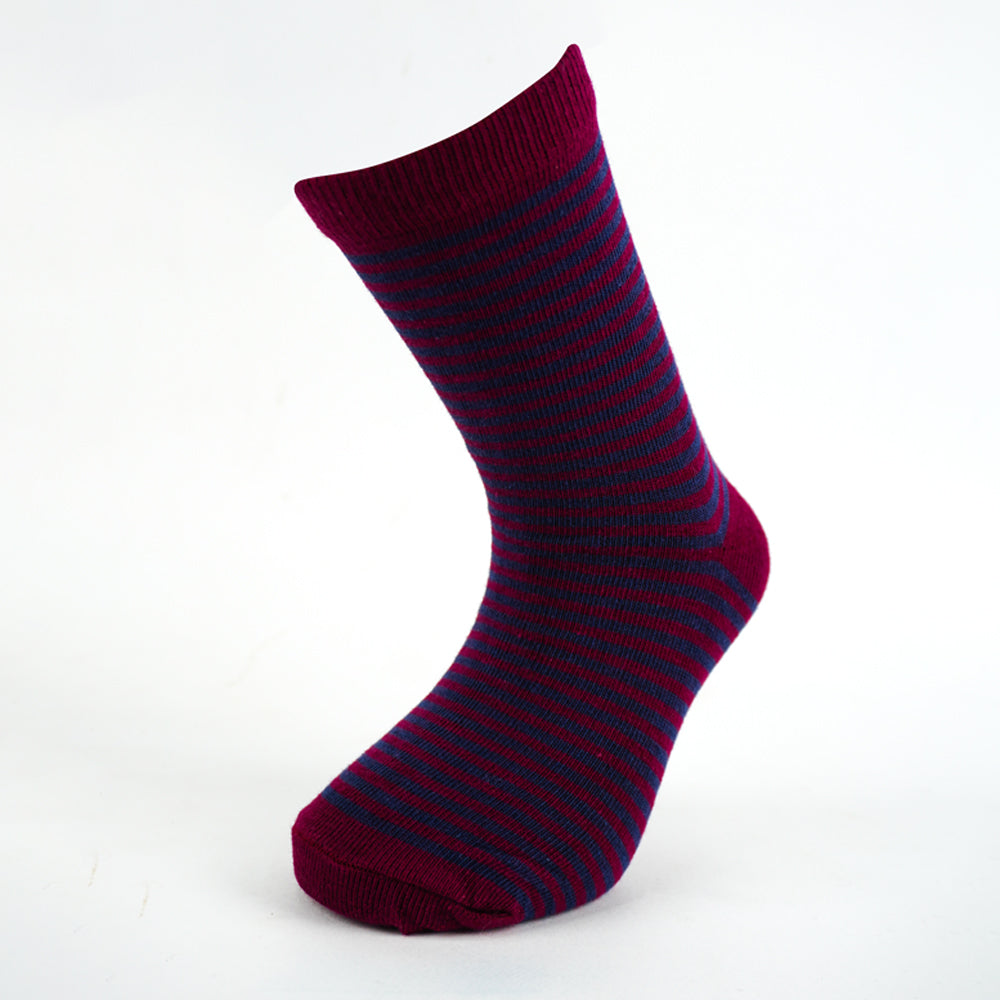Boys Striped Maroon Crew Socks
