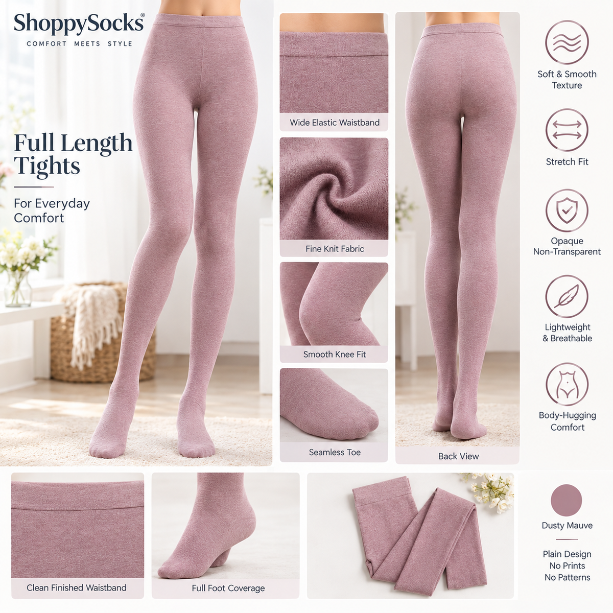 Girls Soft Knit Baby Pink Tights (SF)