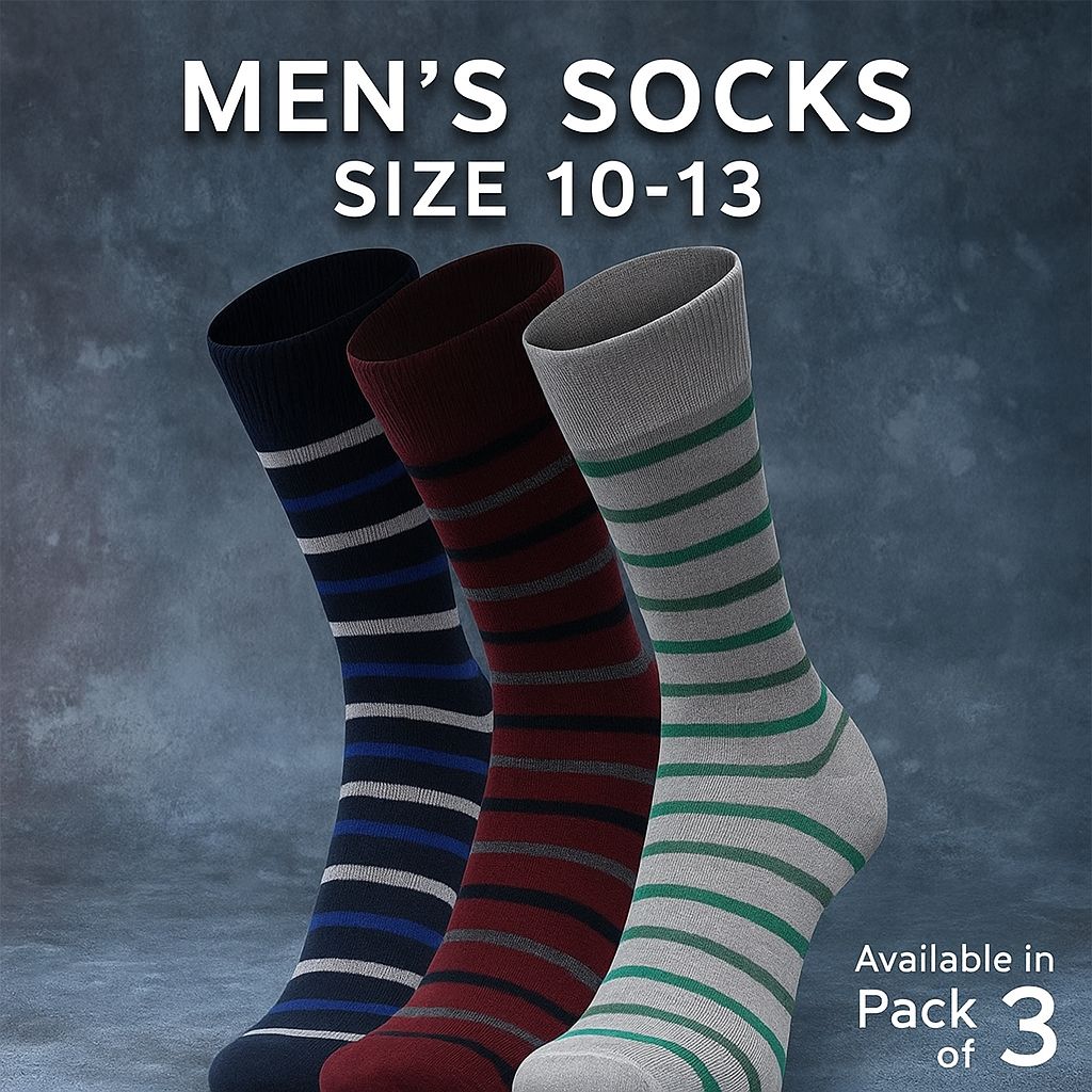 Pack of 3 - Men's Striped Crew Socks